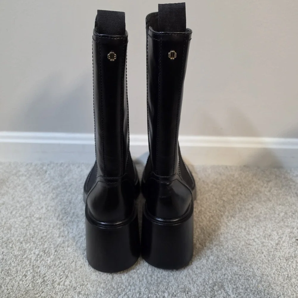 $509 NEW MAJE FRIZZANTE WOMENS BOOTS MID ANKLE CHUNKY PLATFORM  BLACK 41 US 10